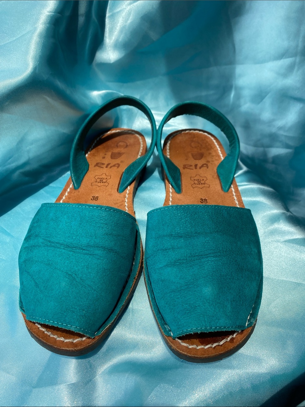 RIa Menorca Teal Open-Toe Slingback Sandals shoes